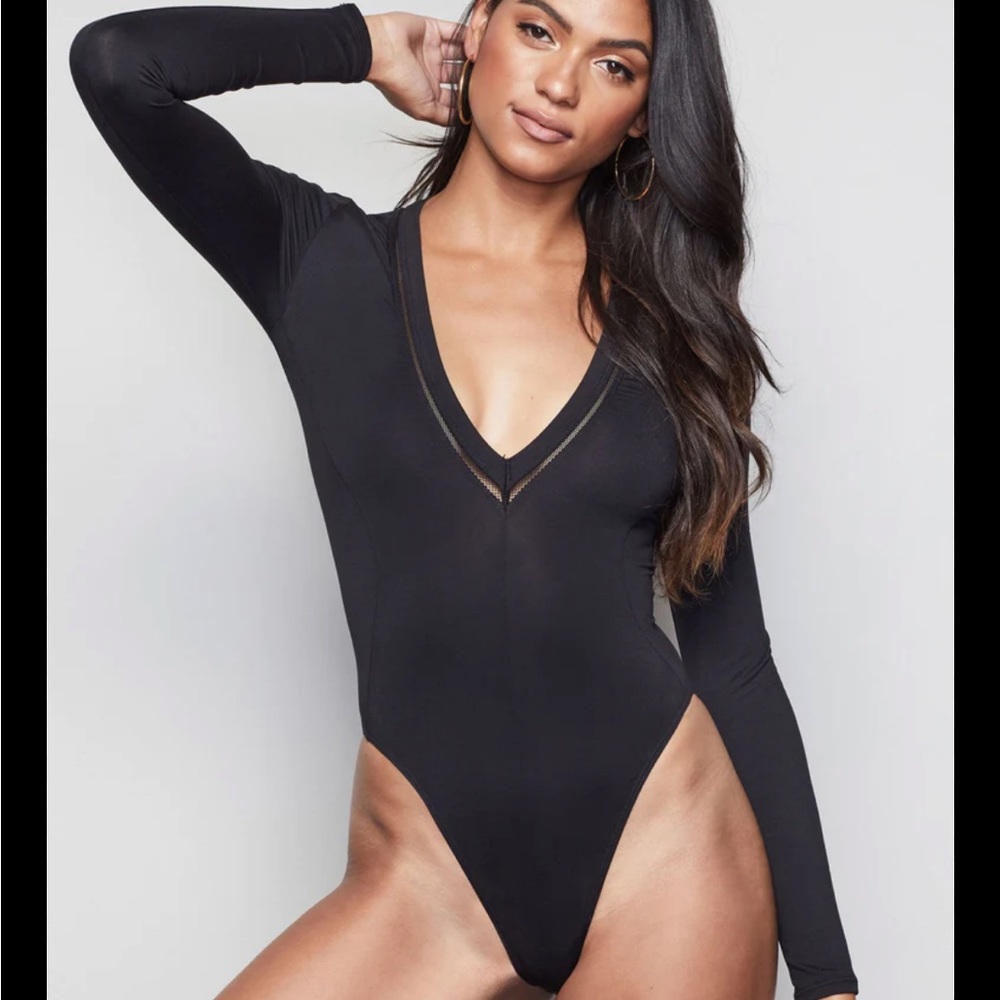 Good American deep-v thong bodysuit